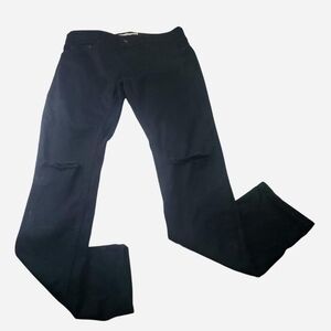 Topman Jeans Mens W30 L32 Black Stretch Skinny Distressed Cut Knees Street Punk